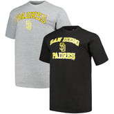 San Diego Padres Profile Big & Tall T-Shirt Combo Pack - Black/Heather Gray T-shirts