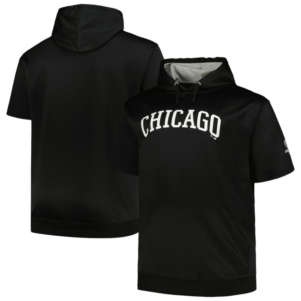 Chicago White Sox Profile Big & Tall Contrast Short Sleeve Pullover Hoodie - Black Hoodies