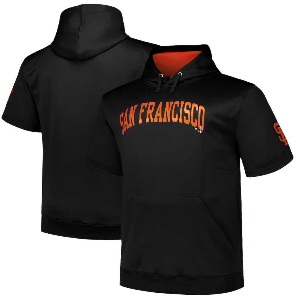 San Francisco Giants Profile Big & Tall Contrast Short Sleeve Pullover Hoodie - Black Hoodies