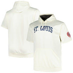 St. Louis Cardinals Profile Big & Tall Contrast Short Sleeve Pullover Hoodie - Oatmeal Hoodies