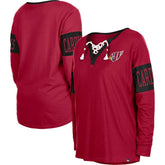 Arizona Cardinals New Era Women's Lace-Up Notch Neck Long Sleeve T-Shirt Cardinal