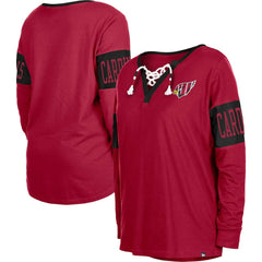 Arizona Cardinals New Era Women's Lace-Up Notch Neck Long Sleeve T-Shirt Cardinal
