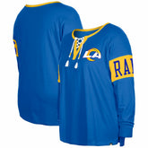 Los Angeles Rams New Era Women's Plus Size Lace-Up Notch Neck Long Sleeve T-Shirt Royal