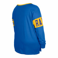 Los Angeles Rams New Era Women's Plus Size Lace-Up Notch Neck Long Sleeve T-Shirt Royal