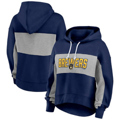 Milwaukee Brewers Fanatics Women's Filled Stat Sheet Pullover Hoodie - Navy Hoodies