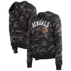 Cincinnati Bengals New Era Women's Camo Full-Zip Hoodie Black
