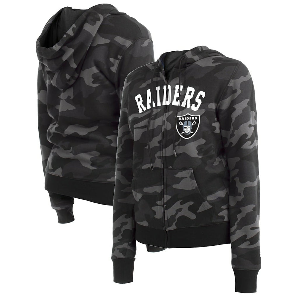 Las Vegas Raiders New Era Women's Camo Full-Zip Hoodie Black