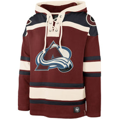 NHL Cale Makar Colorado Avalanche '47 Player Name & Number Lacer Pullover Hoodie - Burgundy