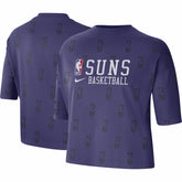 Phoenix Suns Women's Allover NBA Logo Boxy T-Shirt Purple
