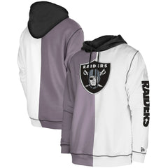 Las Vegas Raiders New Era Third Down Split Raglan Pullover Hoodie Silver/White