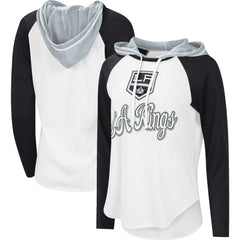 NHL Los Angeles Kings G-III 4Her by Carl Banks Women's MVP Raglan Lightweight Hooded T-Shirt - White/Black
