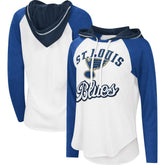 NHL St. Louis Blues G-III 4Her by Carl Banks Women's MVP Raglan Lightweight Hooded T-Shirt - White/Blue