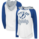 NHL Tampa Bay Lightning G-III 4Her by Carl Banks Women's MVP Raglan Lightweight Hooded T-Shirt - White/Blue