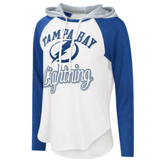 NHL Tampa Bay Lightning G-III 4Her by Carl Banks Women's MVP Raglan Lightweight Hooded T-Shirt - White/Blue
