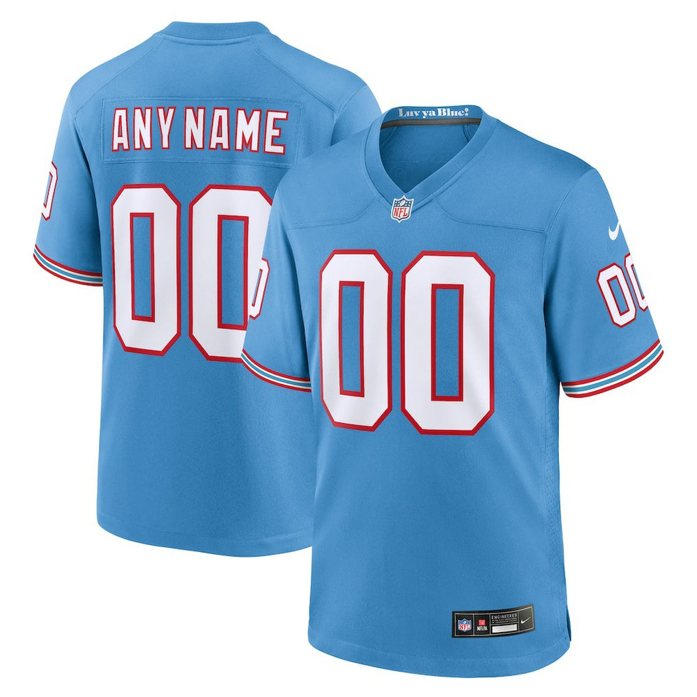 NFL Tennessee Titans Oilers Throwback Custom Game Jersey - Light Blue