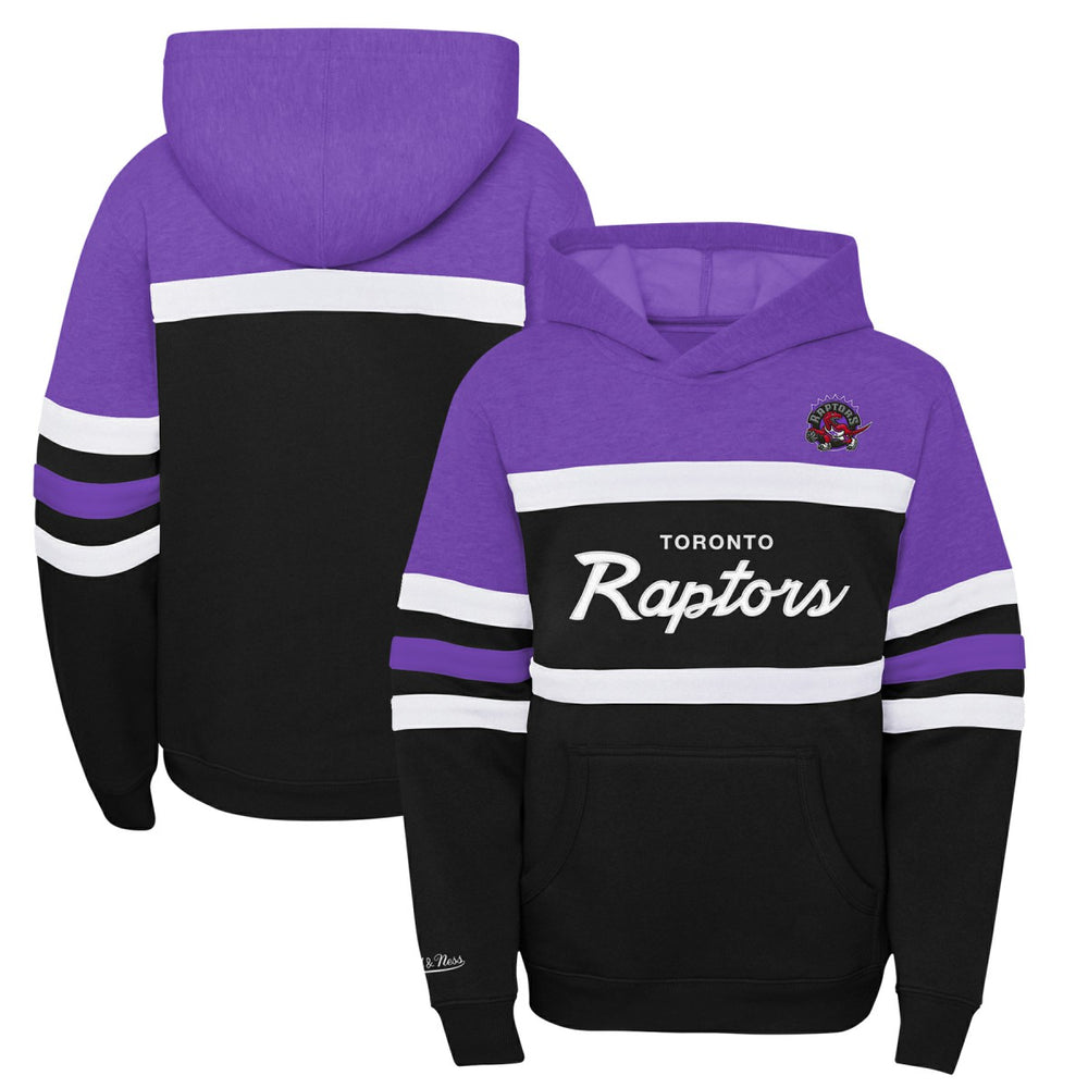 Toronto Raptors Youth Hardwood Classics Head Coach Pullover Hoodie Purple/Heather Gray