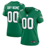 Philadelphia Eagles Women's Alternate Custom Game Jersey Kelly Green