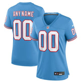 NFL Tennessee Titans Women's Oilers Throwback Custom Game Jersey - Light Blue
