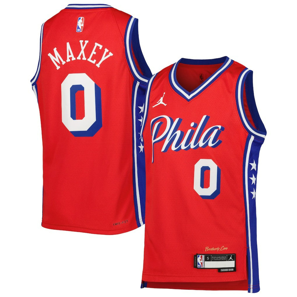NBA Tyrese Maxey Philadelphia 76ers Jordan Brand Youth Swingman Jersey - Statement Edition - Red on sale