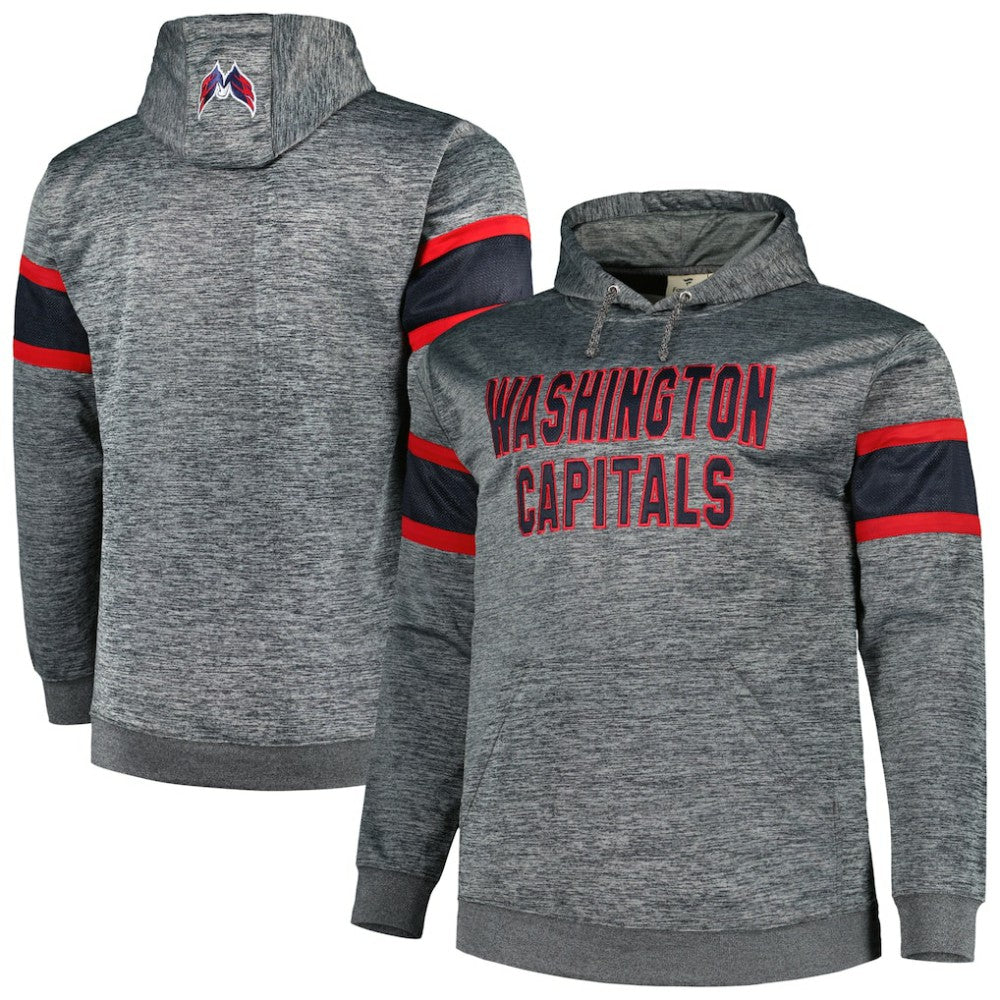 NHL Washington Capitals Big & Tall Stripe Pullover Hoodie - Heather Charcoal