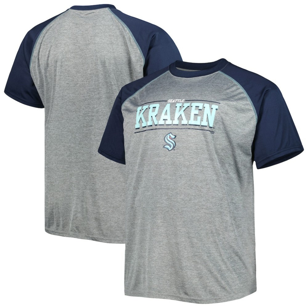 NHL Seattle Kraken Big & Tall Logo Raglan T-Shirt - Heather Gray