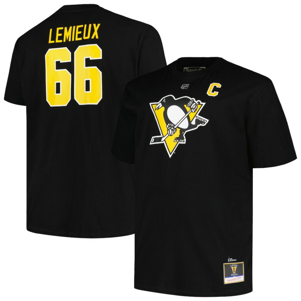 NHL Mario Lemieux Pittsburgh Penguins Mitchell & Ness Big & Tall Name & Number T-Shirt - Black