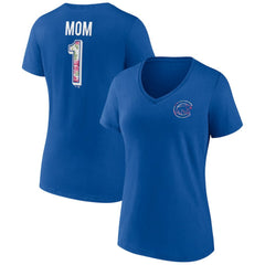 Chicago Cubs Women's Team Logo Mother's Day V-Neck T-Shirt - Royal T-shirts