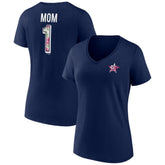 Houston Astros Women's Team Logo Mother's Day V-Neck T-Shirt - Navy T-shirts