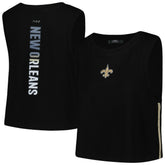 New Orleans Saints Pro Standard Women's Ombre Wordmark Classic Cropped Tank Top Black