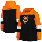 San Francisco Giants Women's Plus Size Colorblock Pullover Hoodie - Black Hoodies