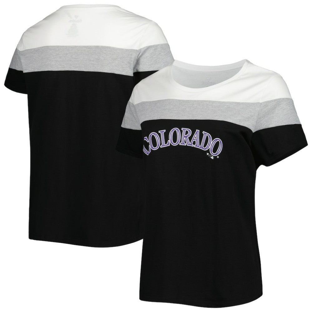 Colorado Rockies Women's Plus Size Colorblock T-Shirt - White/Black T-shirts