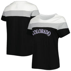 Colorado Rockies Women's Plus Size Colorblock T-Shirt - White/Black T-shirts