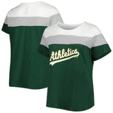 Athletics Women's Plus Size Colorblock T-Shirt - White/Green T-shirts