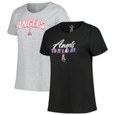 Los Angeles Angels Profile Women's Plus Size T-Shirt Combo Pack - Black/Heather Gray T-shirts