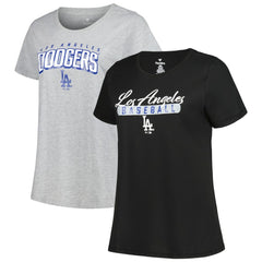 Los Angeles Dodgers Profile Women's Plus Size T-Shirt Combo Pack - Black/Heather Gray T-shirts