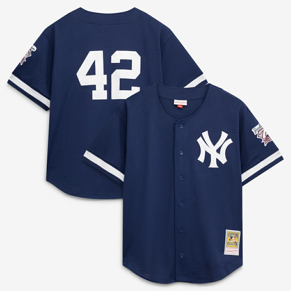 MLB Mariano Rivera New York Yankees Mitchell & Ness Cooperstown Collection Mesh Batting Practice Button-Up Jersey - Navy