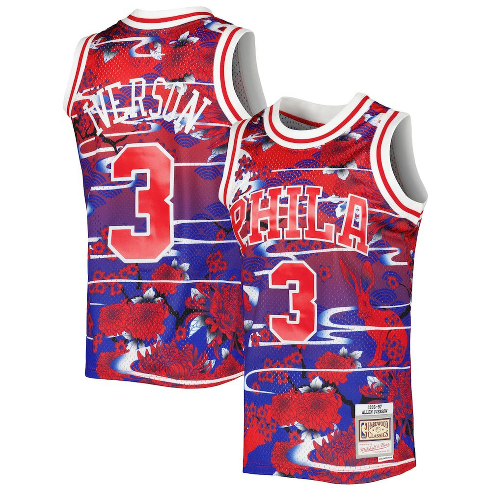 NBA Allen Iverson Philadelphia 76ers 1996/97 Hardwood Classics Lunar New Year Swingman Jersey - Red