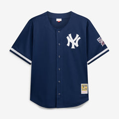 MLB Derek Jeter New York Yankees Mitchell & Ness Cooperstown Collection Mesh Batting Practice Button-Up Jersey - Navy