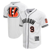 Joe Burrow Cincinnati Bengals Pro Standard Mesh Baseball Button-Up T-Shirt White