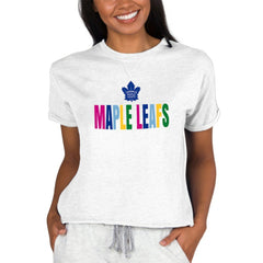 NHL Toronto Maple Leafs Concepts Sport Women's Tri-Blend Mainstream Terry Short Sleeve Sweatshirt Top - Oatmeal