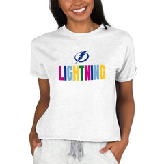 NHL Tampa Bay Lightning Concepts Sport Women's Tri-Blend Mainstream Terry Short Sleeve Sweatshirt Top - Oatmeal