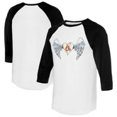 Baltimore Orioles Tiny Turnip Women's Angel Wings 3/4-Sleeve Raglan T-Shirt - White/Black T-shirts