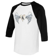 Chicago White Sox Tiny Turnip Women's Angel Wings 3/4-Sleeve Raglan T-Shirt - White/Black T-shirts