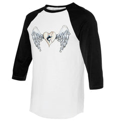 Miami Marlins Tiny Turnip Women's Angel Wings 3/4-Sleeve Raglan T-Shirt - White/Black T-shirts