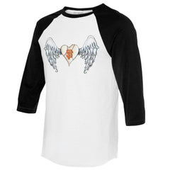San Francisco Giants Tiny Turnip Women's Angel Wings 3/4-Sleeve Raglan T-Shirt - White/Black T-shirts