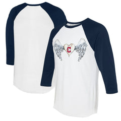 Cleveland Guardians Tiny Turnip Women's Angel Wings 3/4-Sleeve Raglan T-Shirt - White/Navy T-shirts