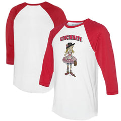 Cincinnati Reds Tiny Turnip Women's Babes 3/4-Sleeve Raglan T-Shirt - White/Red T-shirts