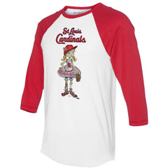 St. Louis Cardinals Tiny Turnip Women's Babes 3/4-Sleeve Raglan T-Shirt - White/Red T-shirts