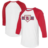 St. Louis Cardinals Tiny Turnip Women's Base Stripe 3/4-Sleeve Raglan T-Shirt - White/Red T-shirts