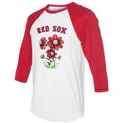 Boston Red Sox Tiny Turnip Women's Blooming Baseballs 3/4-Sleeve Raglan T-Shirt - White/Red T-shirts